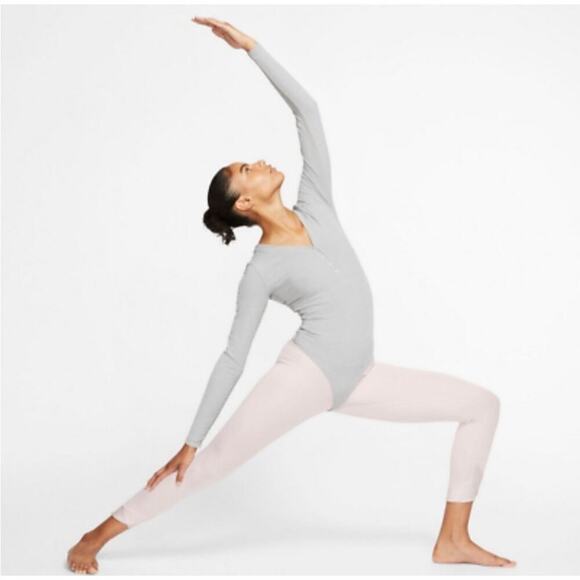 Nike Women's Dri Fit Yoga Luxe Infinalon Open Back Thong‎ Bodysuit Size XS Grey - Picture 3 of 15